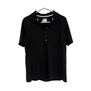 Izod Golf Black V-Neck Short Sleeve Collared Polo Tee Women’s Size Large